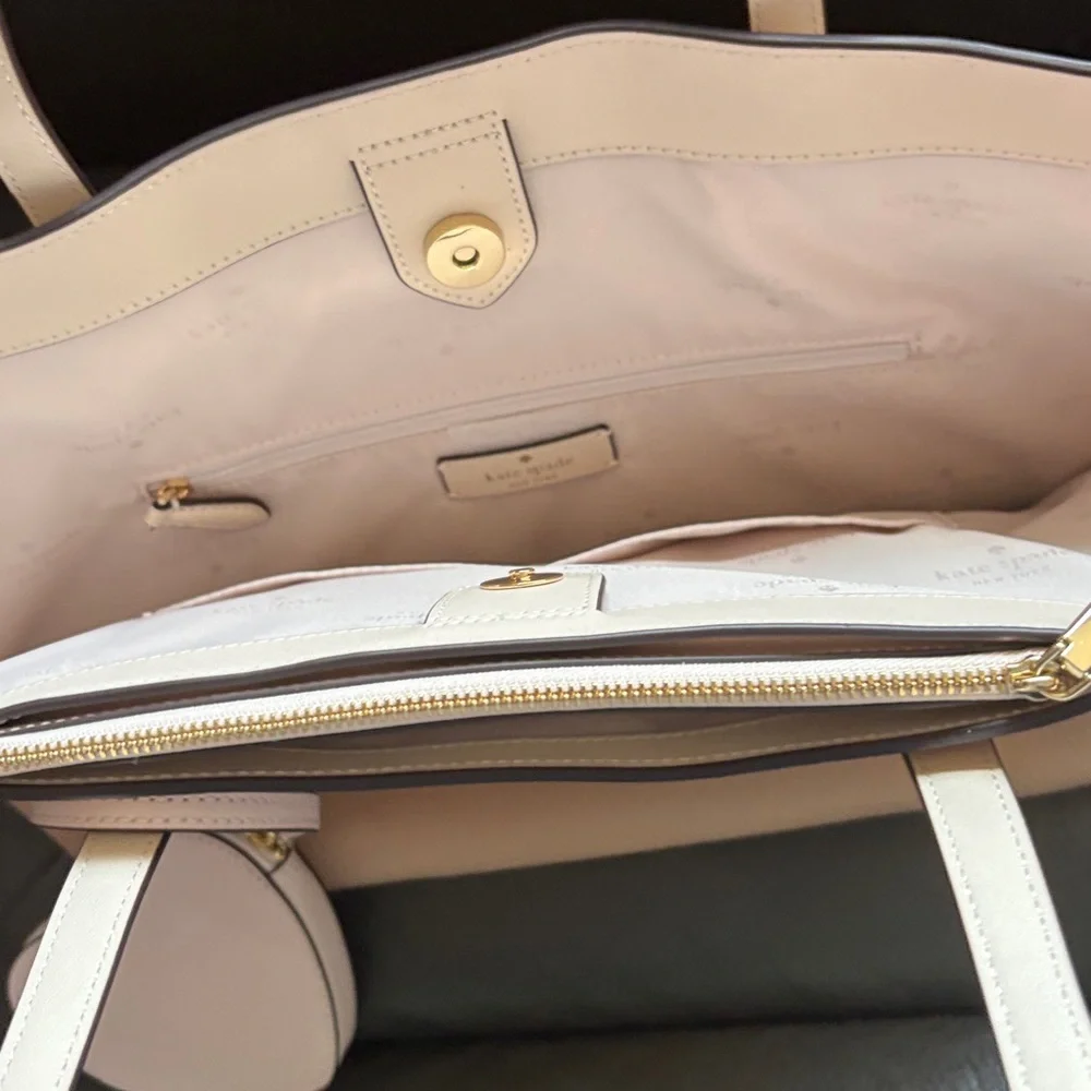 Kate spade milk tea tote set in pebble leather